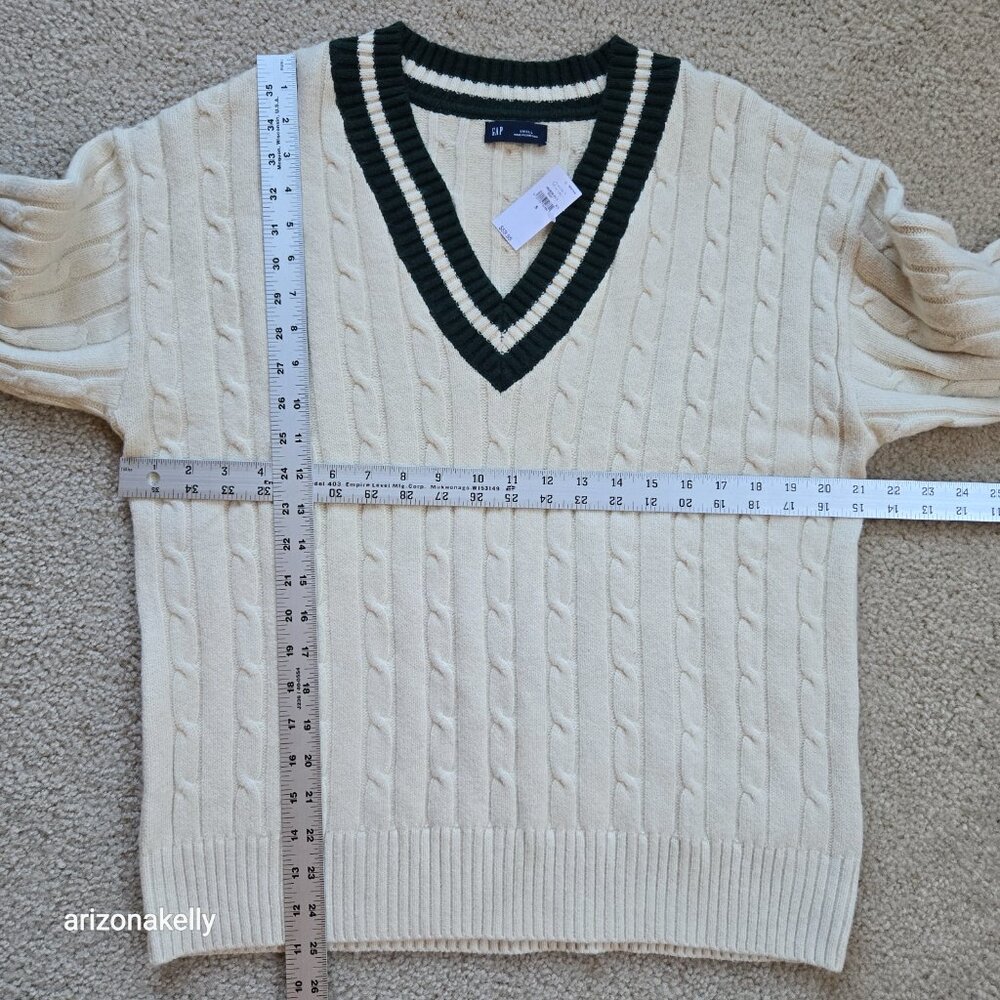 NWT GAP Sweater Tennis Polo Cricket Cable Knit GREEN - Picture 5 of 8